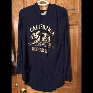 Blue light weight hoodie plus size